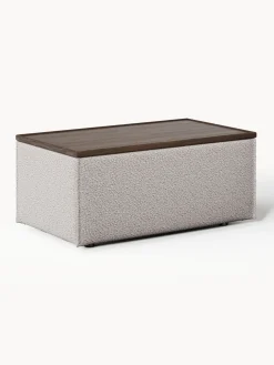 Reposapiés puf en tejido bouclé con espacio de almacenamiento Lennon