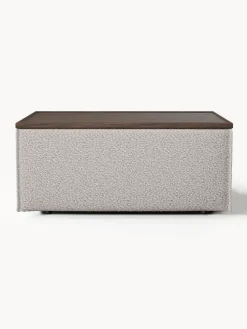 Reposapiés puf en tejido bouclé con espacio de almacenamiento Lennon