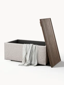 Reposapiés puf en tejido bouclé con espacio de almacenamiento Lennon