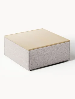 Reposapiés puf en tejido bouclé con espacio de almacenamiento Lennon