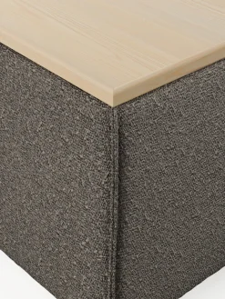 Reposapiés puf en tejido bouclé con espacio de almacenamiento Lennon