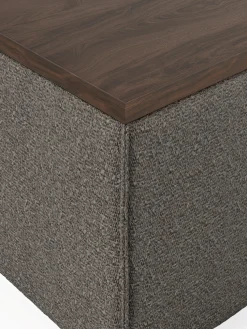 Reposapiés puf en tejido bouclé con espacio de almacenamiento Lennon