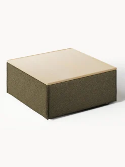 Reposapiés puf en tejido bouclé con espacio de almacenamiento Lennon