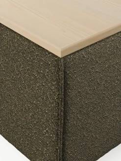 Reposapiés puf en tejido bouclé con espacio de almacenamiento Lennon