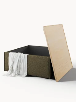 Reposapiés puf en tejido bouclé con espacio de almacenamiento Lennon