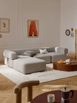 Reposapiés puf en tejido bouclé Anton