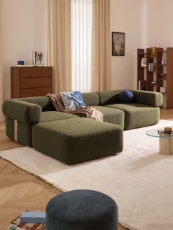 Reposapiés puf en tejido bouclé Anton