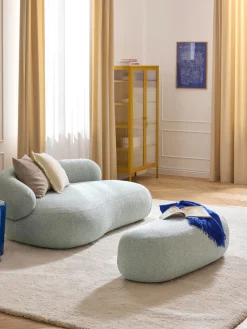 Reposapiés puf grande en tejido bouclé Alba