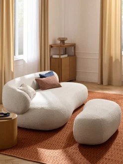 Reposapiés puf grande en tejido bouclé Alba