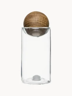 Salero y pimentero de vidrio soplado con tapadera de madera Eden, 2 uds.