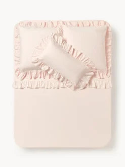 Sábana encimera de percal con volantes Louane