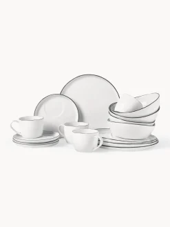 Set de desayuno artesanal de porcelana Salt, 4 comensales (16 pzas.)