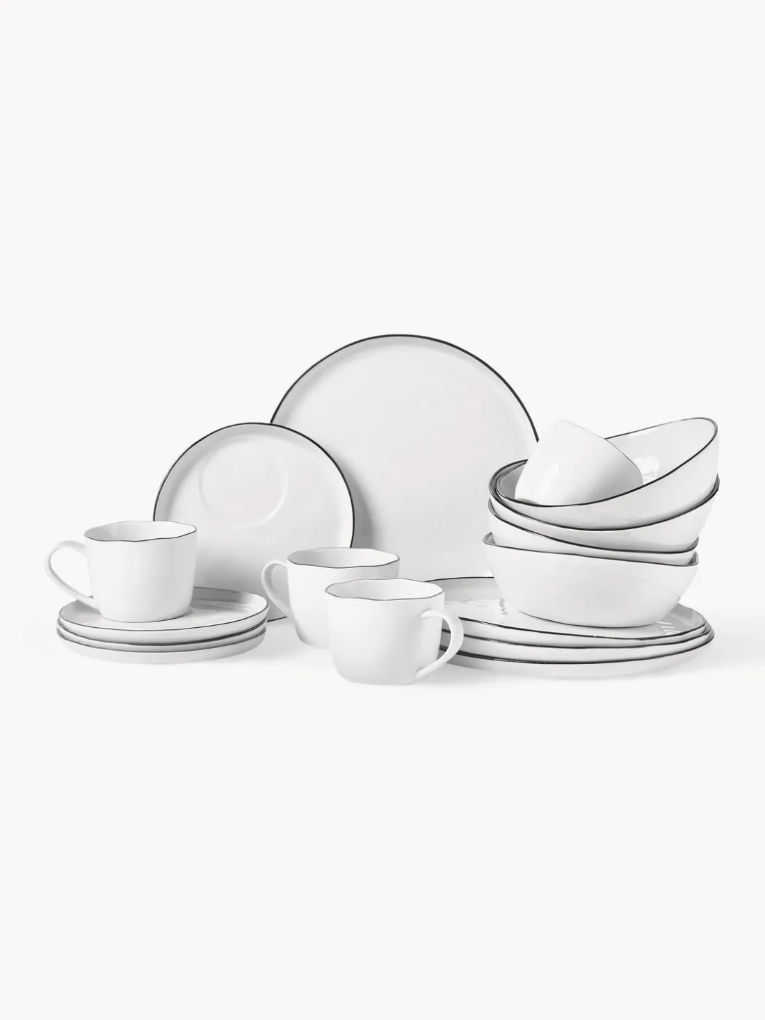 Set de desayuno artesanal de porcelana Salt, 4 comensales (16 pzas.)