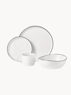 Set de desayuno artesanal de porcelana Salt, 4 comensales (16 pzas.)