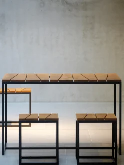 Set de muebles de jardín de madera de robinia Alois, 4 pzas.