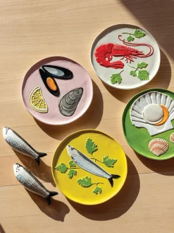 Set de platos de dolomita pintado a mano De La Mer, 4 uds.