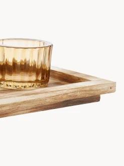 Set de portavelas con bandeja de madera Homa, 6 pzas.