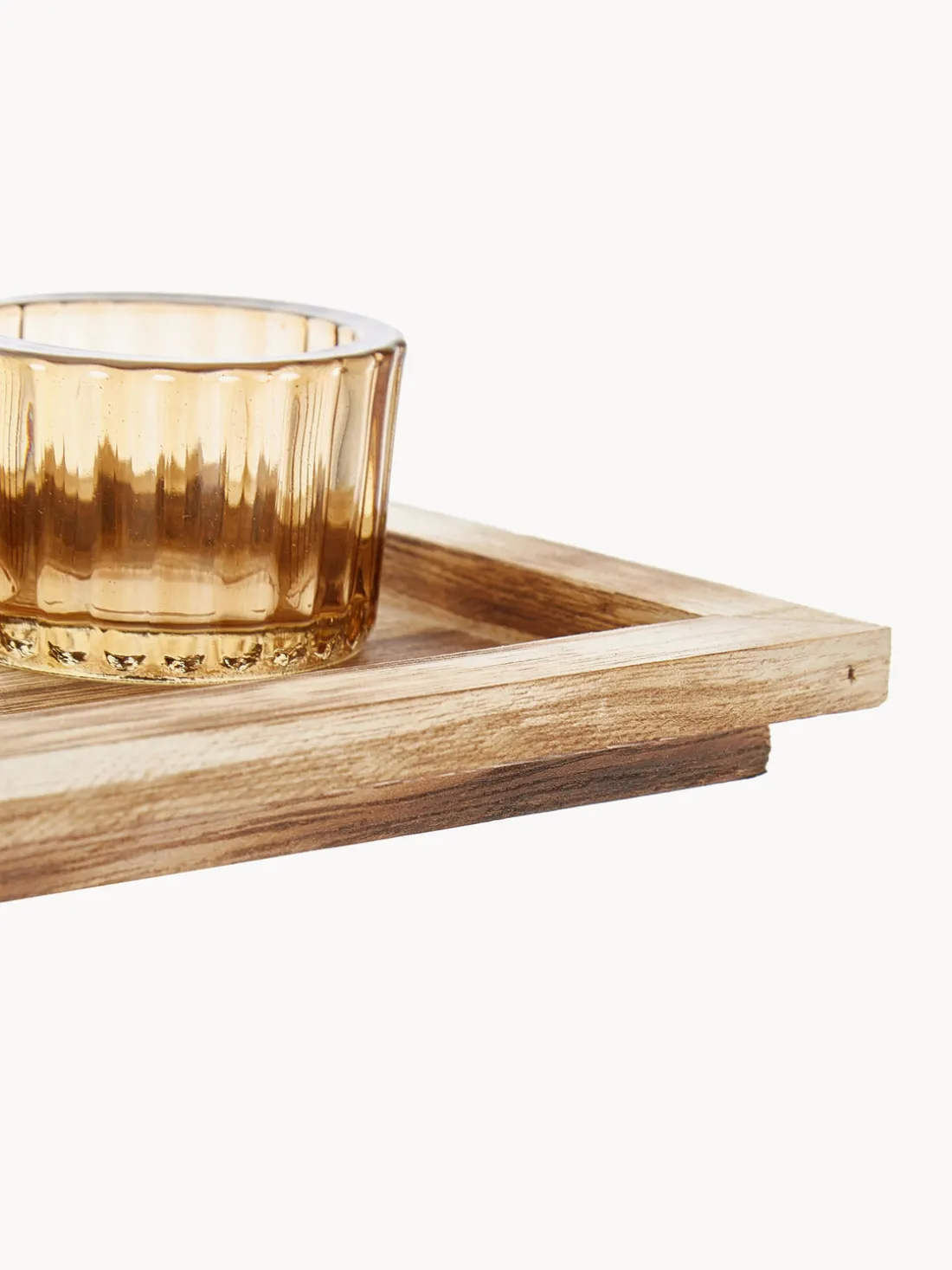 Set de portavelas con bandeja de madera Homa, 6 pzas.