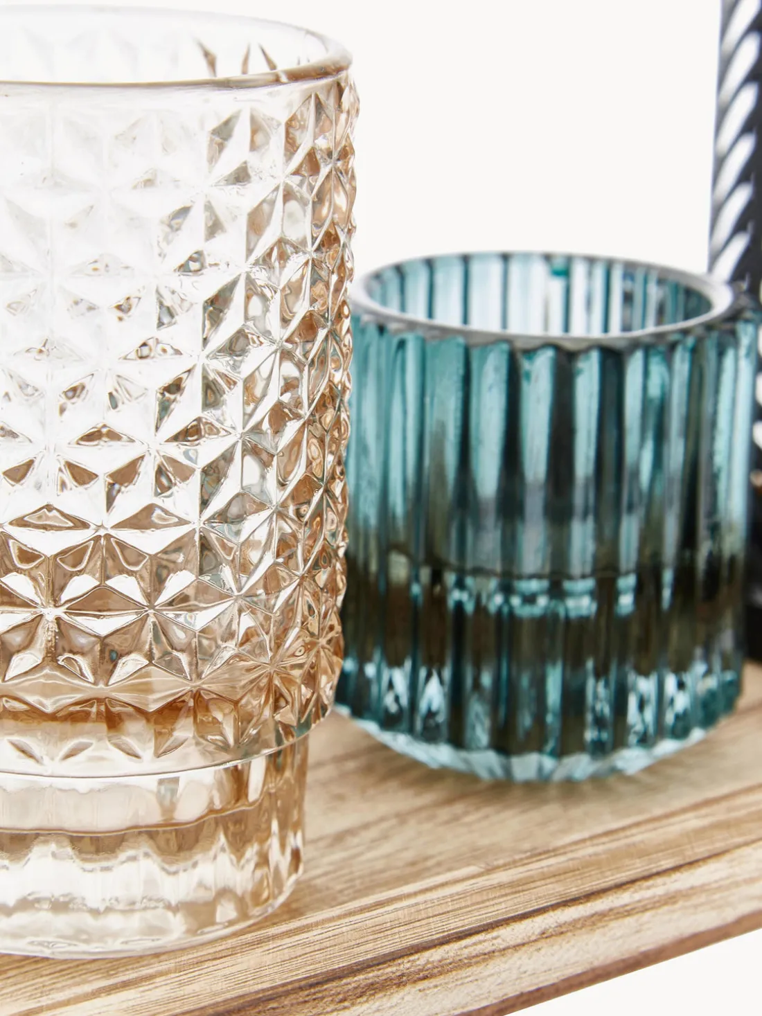 Set de portavelas con bandeja de madera Homa, 6 pzas.