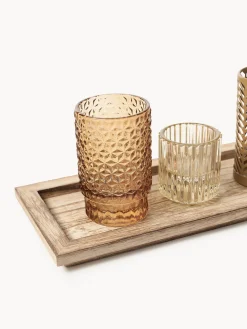 Set de portavelas con bandeja de madera Elviena, 6 pzas.