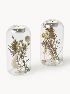 Set de portavelas con flores secas Eleonora, 2 uds.