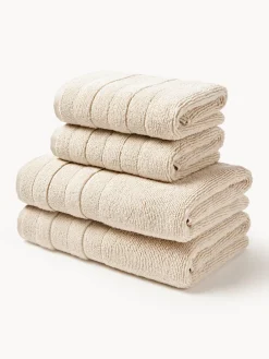 Set de toallas con borde a rayas Luxe, tamaños diferentes