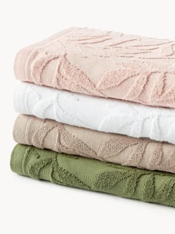 Set de toallas de algodón con relieves Leaf, tamaños diferentes