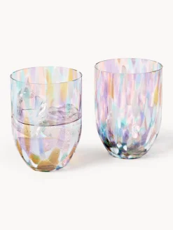 Set de vasos de agua pequeños artesanales Splash, 6 uds.