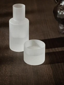 Set pequeño de jarra de agua soplada con vaso Ripple, 2 pzas.
