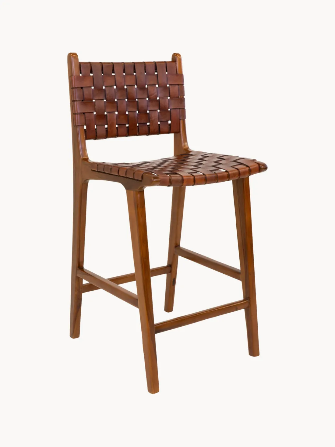 Silla alta de madera de teca tejida Perugia