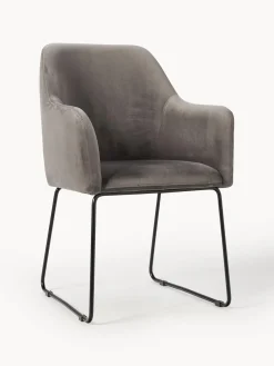 Silla con reposabrazos de terciopelo Isla