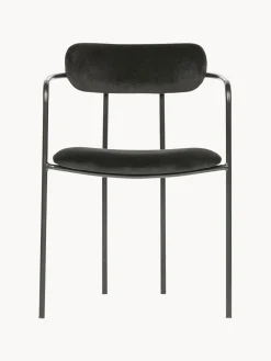 Silla con reposabrazos de terciopelo y metal Elvy