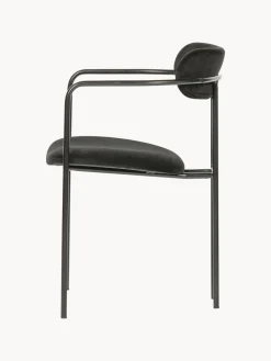 Silla con reposabrazos de terciopelo y metal Elvy