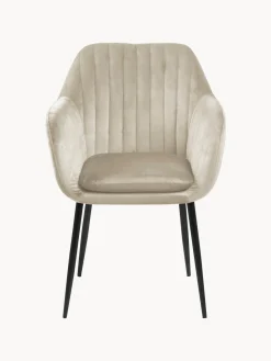 Silla con reposabrazos de terciopelo Emilia