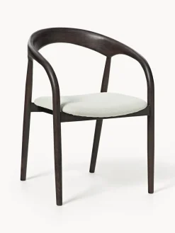 Silla con reposabrazos de madera de fresno y asiento tapizado Camille