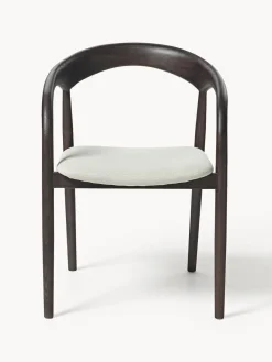 Silla con reposabrazos de madera de fresno y asiento tapizado Camille