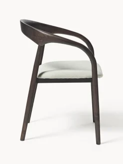 Silla con reposabrazos de madera de fresno y asiento tapizado Camille