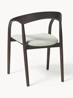 Silla con reposabrazos de madera de fresno y asiento tapizado Camille