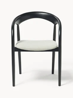 Silla con reposabrazos de madera de fresno y asiento tapizado Camille