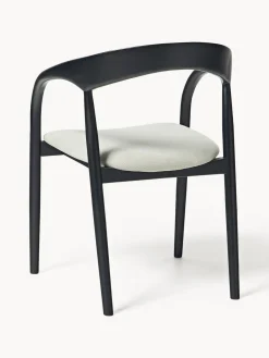 Silla con reposabrazos de madera de fresno y asiento tapizado Camille