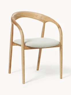 Silla con reposabrazos de madera de fresno y asiento tapizado Camille