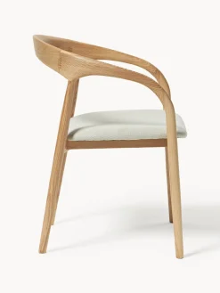 Silla con reposabrazos de madera de fresno y asiento tapizado Camille