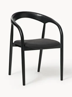 Silla con reposabrazos de madera de fresno y asiento tapizado Camille