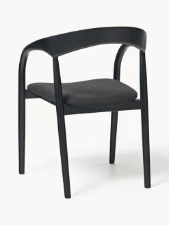 Silla con reposabrazos de madera de fresno y asiento tapizado Camille