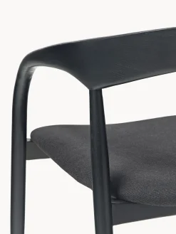 Silla con reposabrazos de madera de fresno y asiento tapizado Camille