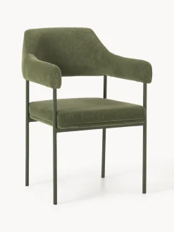 Silla con reposabrazos de pana Zoe