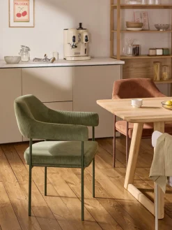 Silla con reposabrazos de pana Zoe