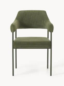 Silla con reposabrazos de pana Zoe