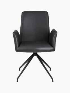 Silla con reposabrazos giratoria de cuero sintético Naya