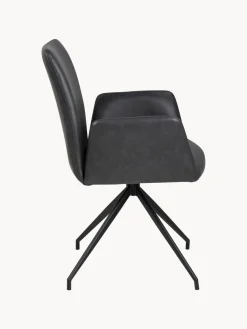Silla con reposabrazos giratoria de cuero sintético Naya